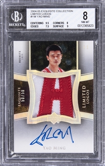 2004-05 UD "Exquisite Collection" Limited Logos #YM Yao Ming Signed Game Used Patch Card (#50/50) – BGS NM-MT 8/BGS 10 